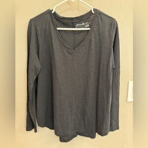 Eddie Bauer Women's Black Long Sleeve V-Neck Top